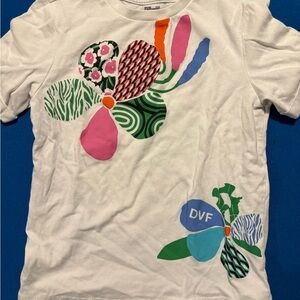 Diane Von Furstenberg Kids White Tee with Colorful Floral Design